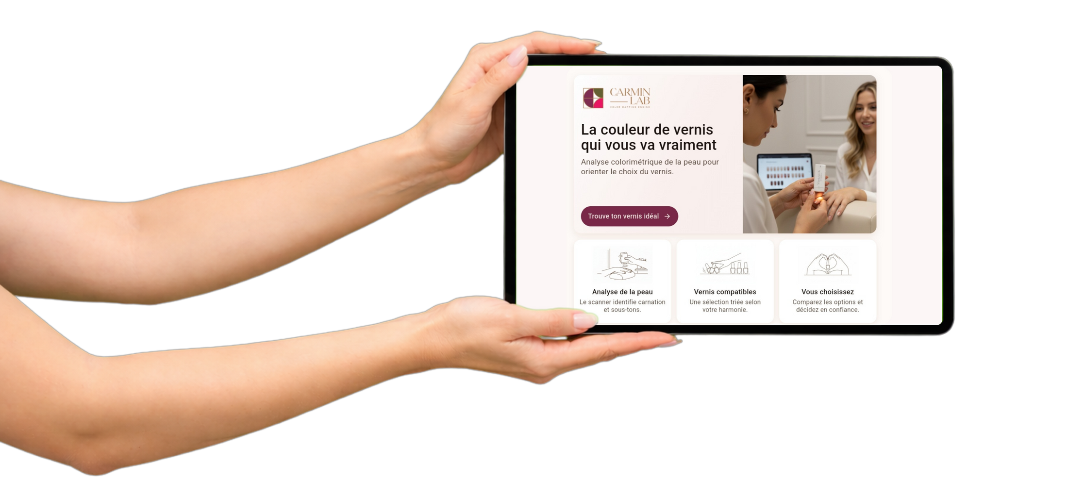Interface application Carmin Lab sur tablette